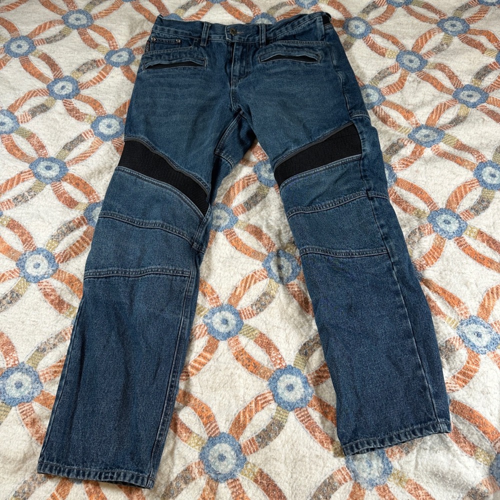 Rocket Mens Blue Denim Biker Jeans Knee Panels Aramid Blend Size 32x30